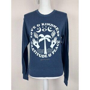 Spiritual Gangster women's medium‎ blue graphic long sleeve pullover top yoga
